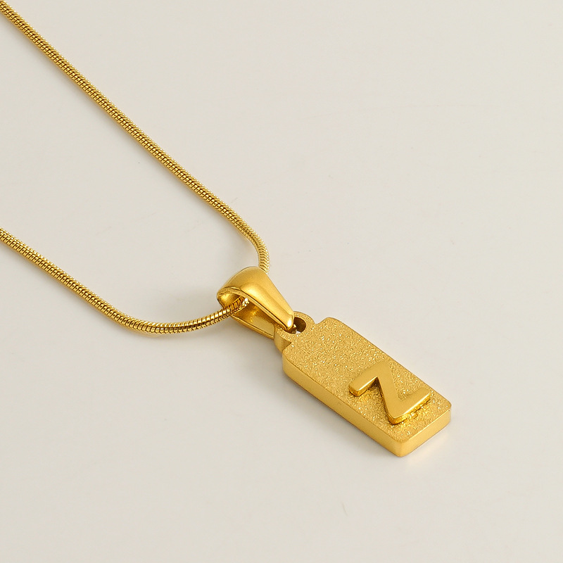 Gold / 1 Piece Simple Series Hip-Pop/Rock Letter Z Stainless Steel 18K Gold Plated Unisex Pendant Necklaces Picture26